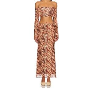 Superdown Brown Patterned Maxi Dress
